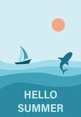 Vector illustration. Recreation and summer vacation concept. Great summer poster with lettering. Perfect for a summer sale post or banner.