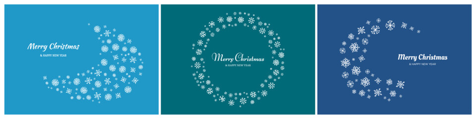 Set of Merry Christmas backgrounds with snowflakes