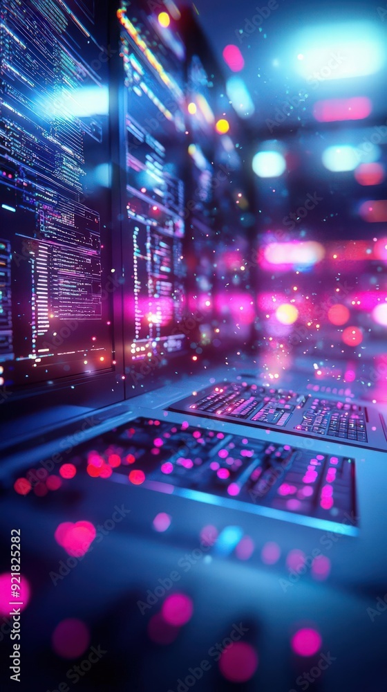 Aufkleber cybersecurity operations center with encrypted response interface, encryption, quick defense