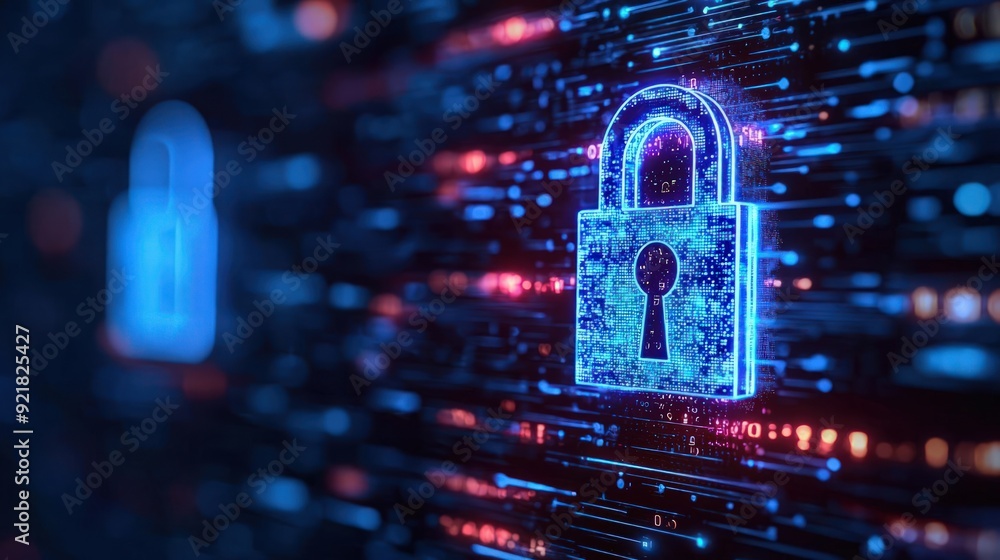 Aufkleber digital fortress with encrypted data streams, cybersecurity, impregnable data protection