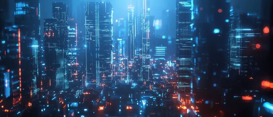 Obraz premium Futuristic Cityscape with Neon Lights