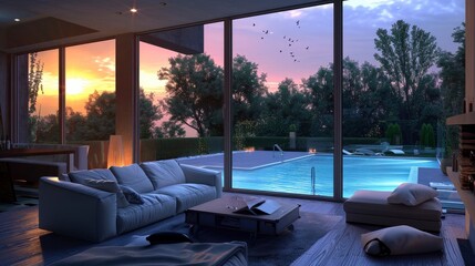 Fototapeta premium Connecting From The Comfort Of His Home, Efficient And Modern