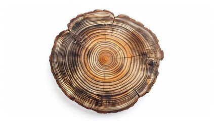 Obraz premium real wooden cross section nature on white background