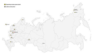 Map of operating Russian nuclear power plants