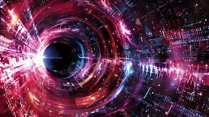 Obraz premium Abstract Background with Neon Lights in a Circular Pattern