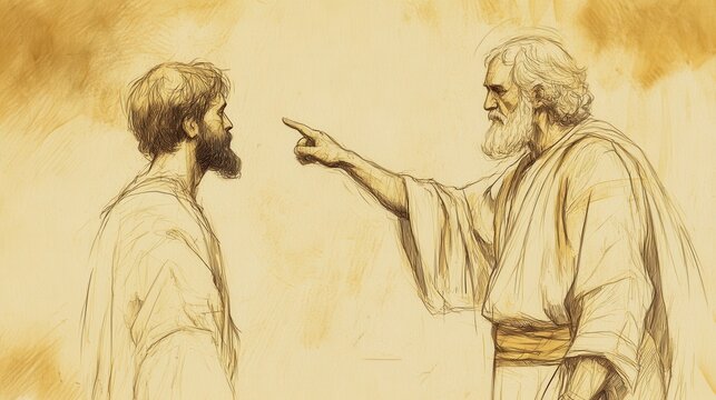 Biblical Illustration of 1 Samuel: David Anointed King, Jesse Presents Eldest Son Eliab, Lord Rejects Him, Looks at Heart