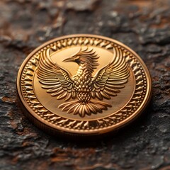 Captivating Mythical Bird Coin with Intricate Golden Design