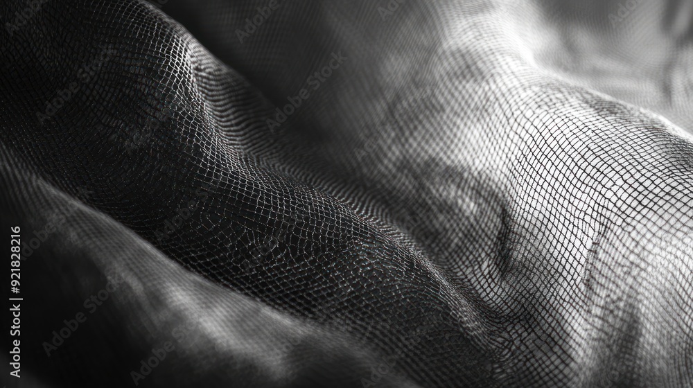 Poster close-up of a black textured fabric with a grid pattern