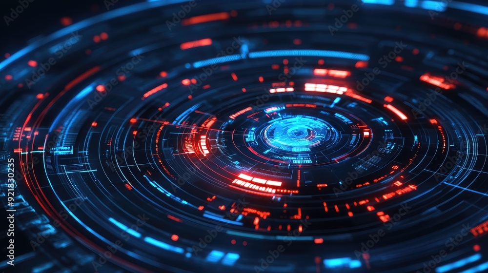 Poster circle graph with animated segments and dynamic effects, high-tech and modern
