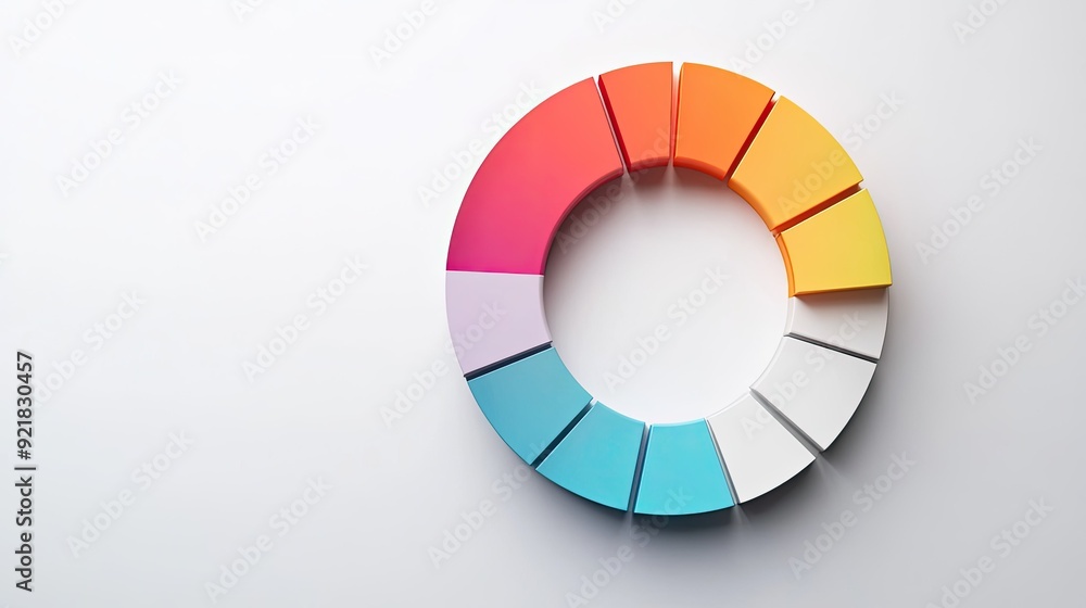 Poster circular chart with overlapping segments, modern and minimalistic design on a white background