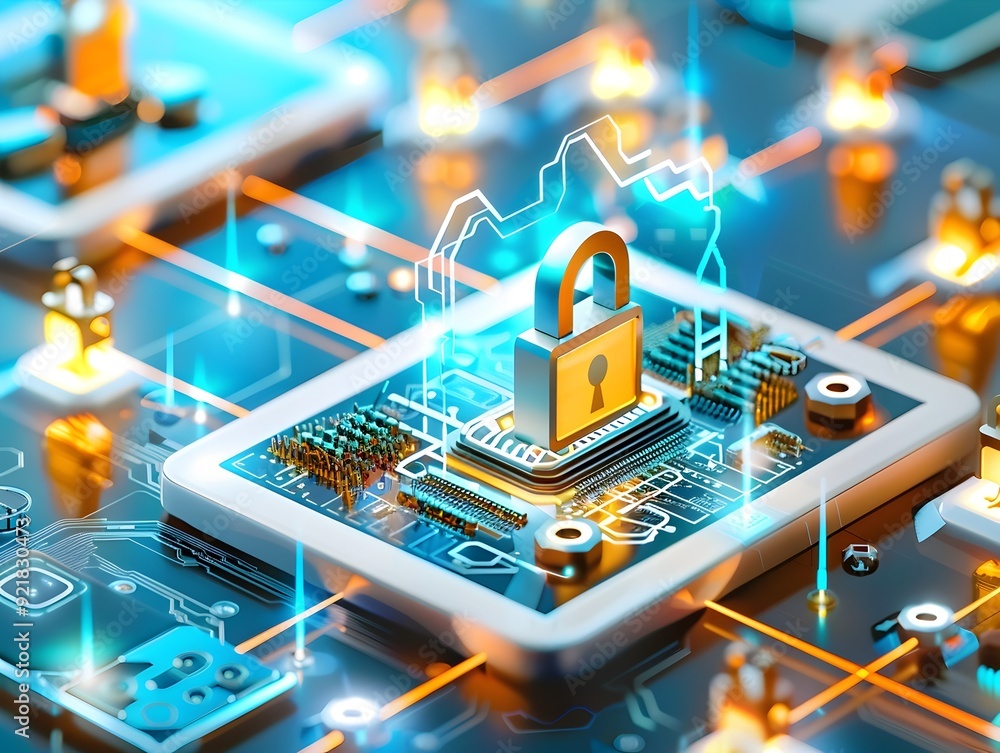 Poster digital security, cyber security, data protection, network security, secure connection, secure data,