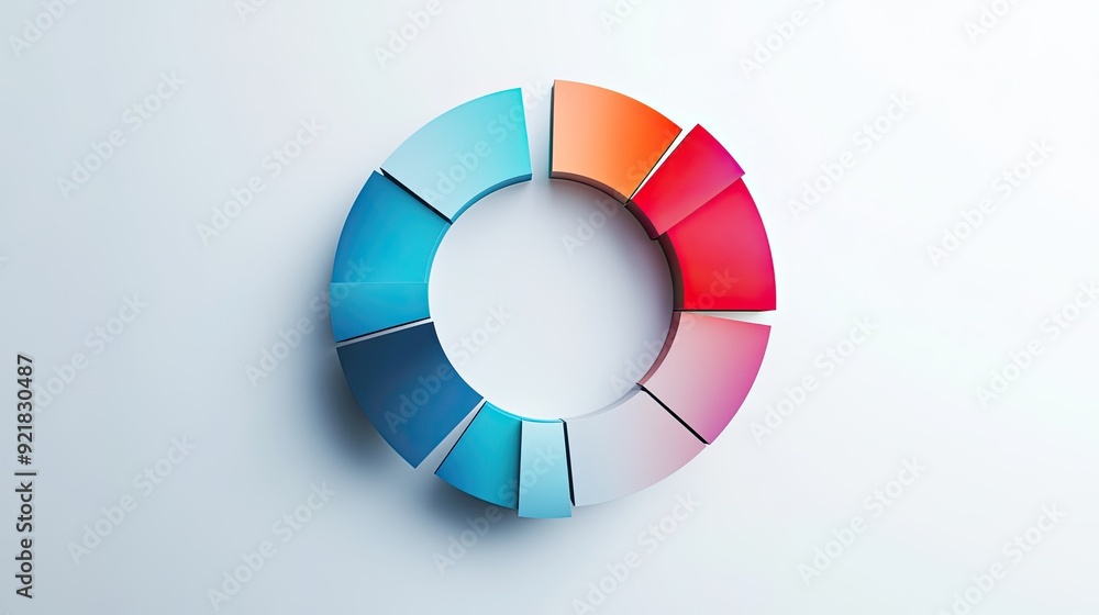 Poster circular chart with overlapping segments, modern and minimalistic design on a white background
