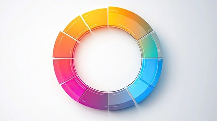 Obraz premium Colorful circle graph with data segments and labels, modern design on a white background