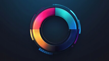 Digital circle graph with gradient colors and shadows, stylish data visualization