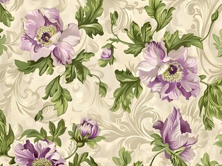 Obraz premium Floral background. Floral pattern with pink and white flowers on a light background