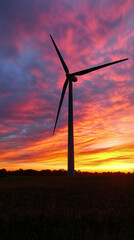 Obraz premium Wind Turbine Aerial Perspective, sustainable energy solutions, green technology, environmental harmony, renewable resources, ecological balance, climate action, nature and innovation, clean energy.