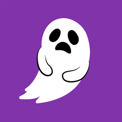 Hand drawn illustration of funny ghost. Cute isolated illustration of ghost for Halloween design