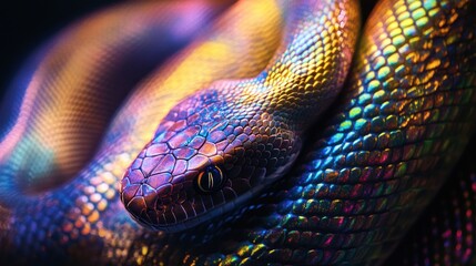 Fototapeta premium Close-up of a Snake with Iridescent Scales
