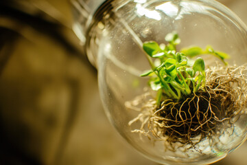 Intricate Growth of a Plant, sustainable energy solutions, green technology, environmental harmony, renewable resources, ecological balance, climate action, nature and innovation, clean energy.