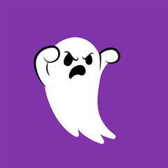 Hand drawn illustration of funny ghost. Cute isolated illustration of ghost for Halloween design