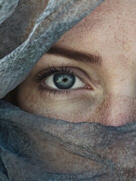 Woman's veiled eyes