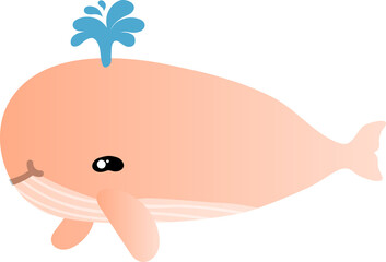 cute whale cartoon, sea animal