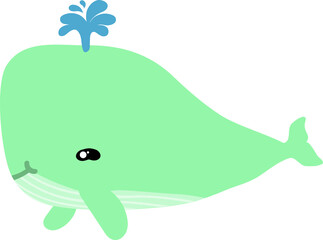 cute whale cartoon, sea animal