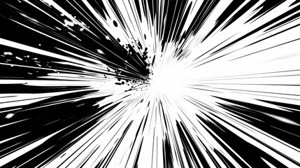 Abstract Black and White Radiating Lines with Specks of White and Black