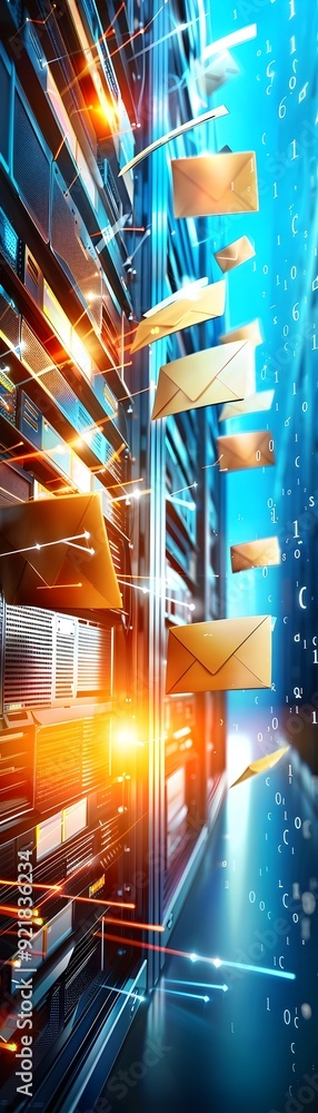 Poster digital communication network with envelopes and data.