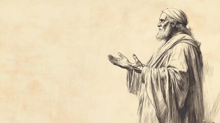 Fototapeta premium Biblical Illustration of 1 Samuel: Samuel’s Farewell Address, Urging People to Follow the Lord, Warning of Consequences of Disobedience