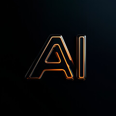 futuristic logo text "AI" with a tech-inspired aesthetic, featuring sharp angles, neon accents, and a sleek, metallic finish. Incorporate a dynamic, digital font