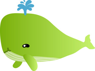 cute whale cartoon, sea animal