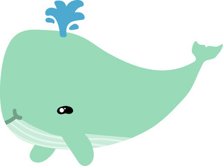 cute whale cartoon, sea animal