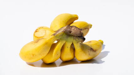 Minimalist Display of a Banana Bunch on White