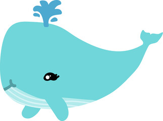 cute whale cartoon, sea animal