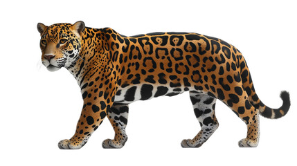 Obraz premium Jaguar walking on a black