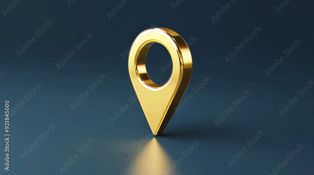 Poster golden map pointer isolated. realistic 3d location or map pin for navigation, direction, gps, and tr