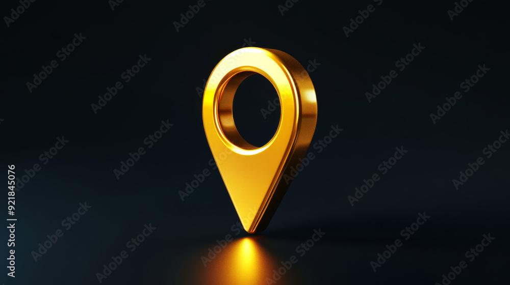 Poster golden map pointer isolated. realistic 3d location or map pin for navigation, direction, gps, and tr