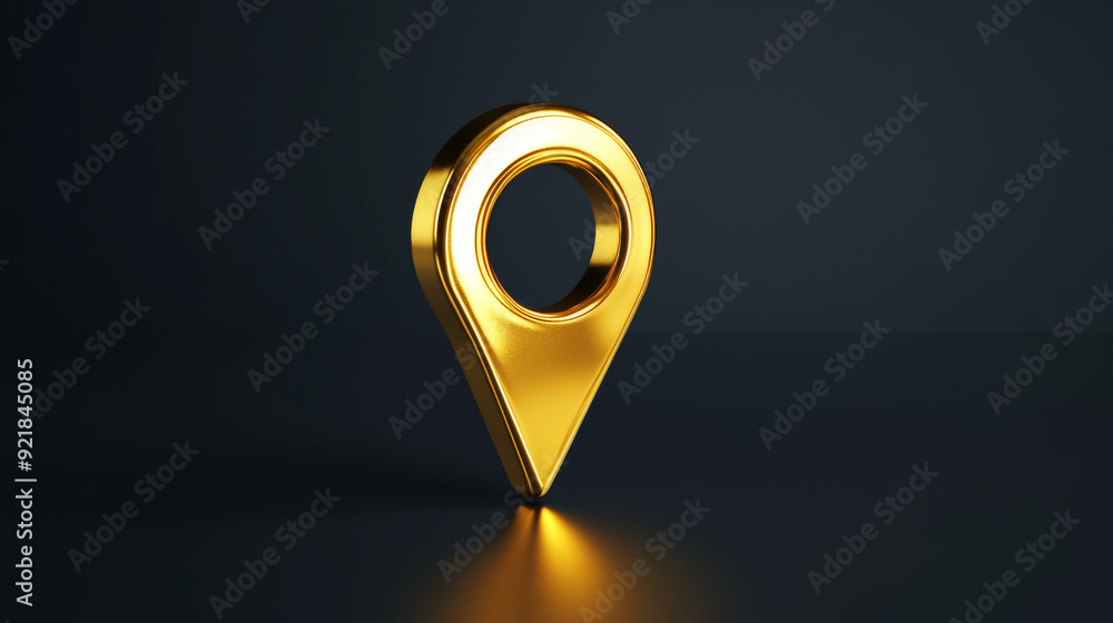 Poster golden map pointer isolated. realistic 3d location or map pin for navigation, direction, gps, and tr