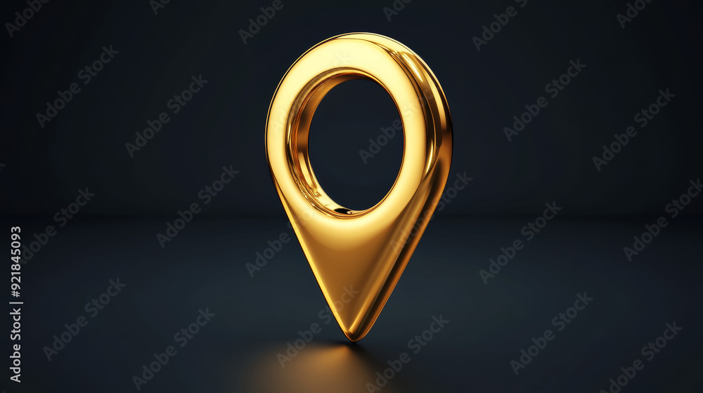 Poster golden map pointer isolated. realistic 3d location or map pin for navigation, direction, gps, and tr