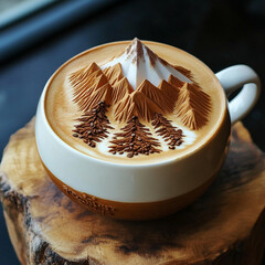 coffee mountains and technology idea for a coffee company