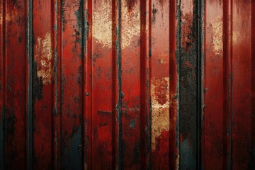Red metal sheet with rust and chipped paint. Perfect for grunge, industrial, or vintage designs.