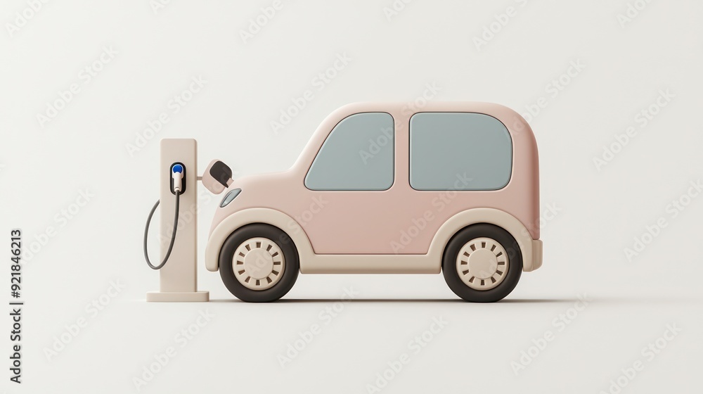 Poster futuristic eco-friendly electric vehicle charging station 3d icon on neutral background for website 