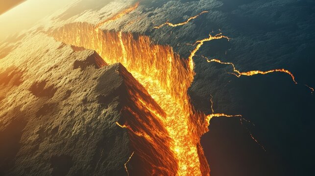 Dynamic Illustration of Tectonic Plates Shifting and Generating Earthquakes
