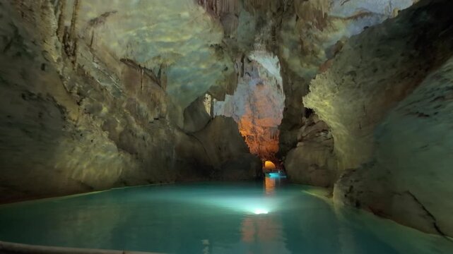 Jeita Grotto in Lebanon, a Magnificent underground caverns can be explored by boat and on foot