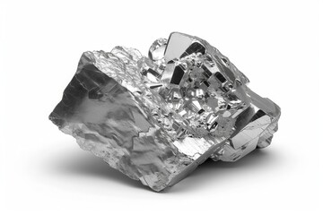 Indium Element. High Purity 99.995% Raw Material Isolated on White Background