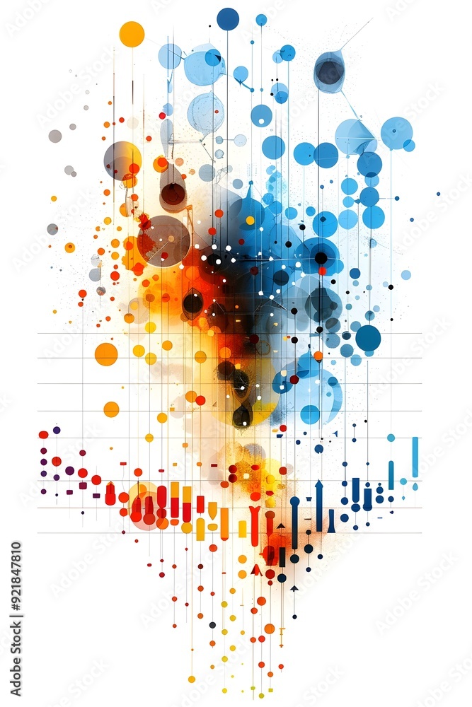 Poster abstract geometric shapes with dots and lines.
