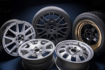 stylish sports black bronze gray silver car rims elongated welded blue light for tuning and drift...