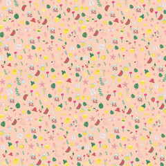 seamless fruit pattern with pink fruit