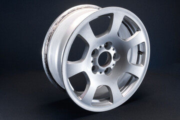 old car wheels titanium rims long exposure video on dark background spinning motion simulation